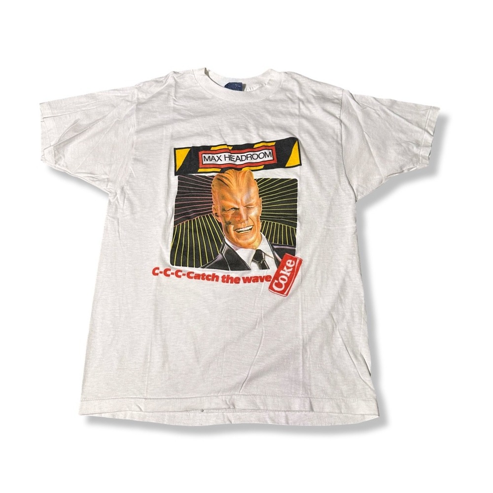 Vintage Max Headroom T-Shirt Mens XL White Excellent Coke 80s Promo Tee Preowned